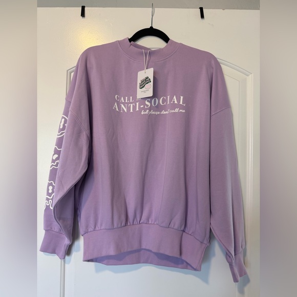 Skinnydip Sweaters - Brand New SkinnyDip Lavender "Anti-Social" Graphic Crewneck Sweatshirt